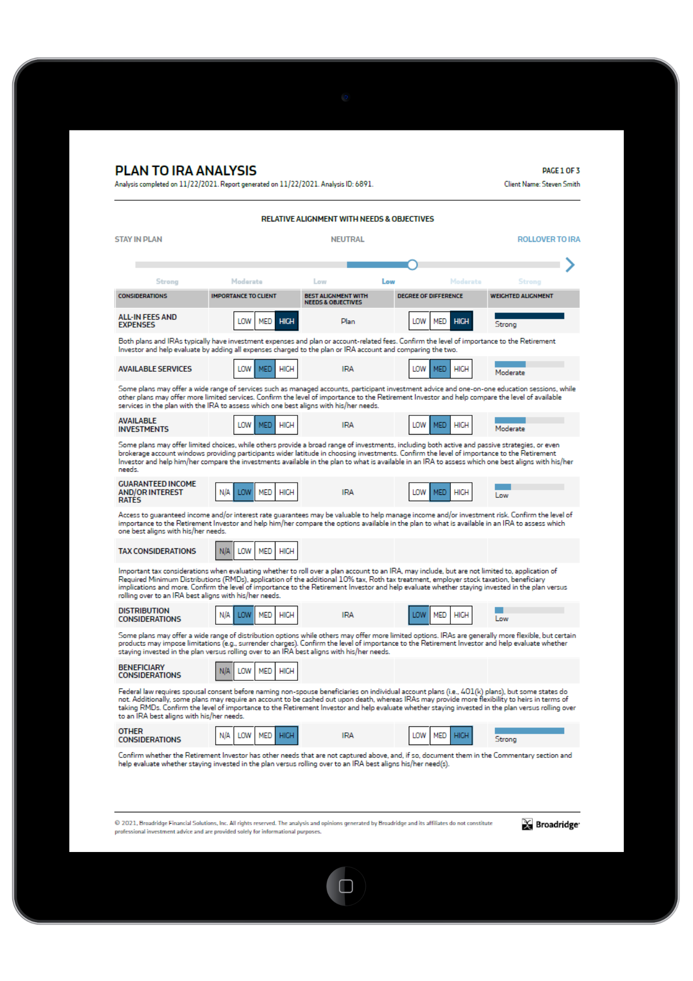 Decision Optimizer Sample Report iPad Screen Decision Optimizer Sample Report iPad Screen